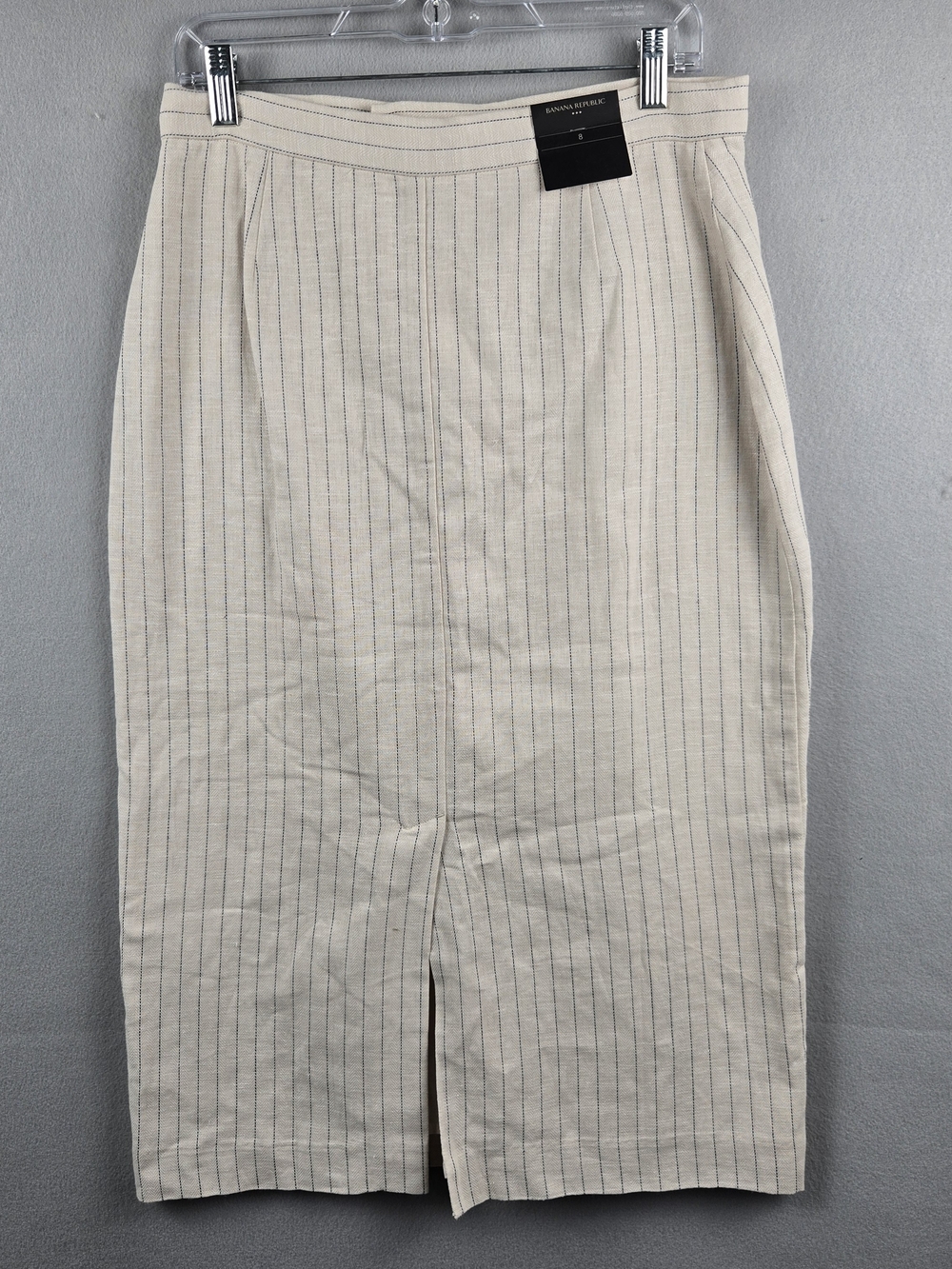 Banana Republic NWT Linen Blend Pinstripe Pencil Midi Skirt Size 8